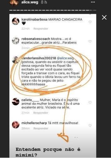 Alice Wegmann denuncia caso de assédio nas redes sociais