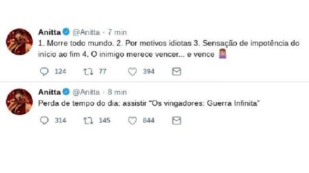 Anitta critica ‘Vingadores’