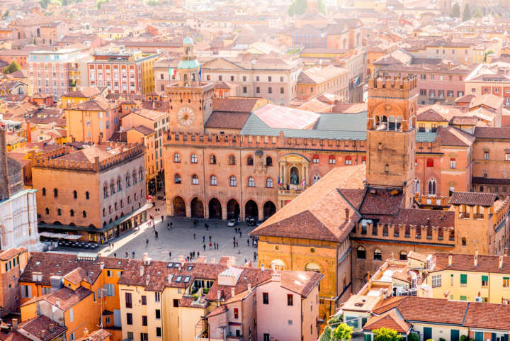Vista do centro histórico de Bolonha, principal cidade da região de Emilia-Romagna, no norte da Itália