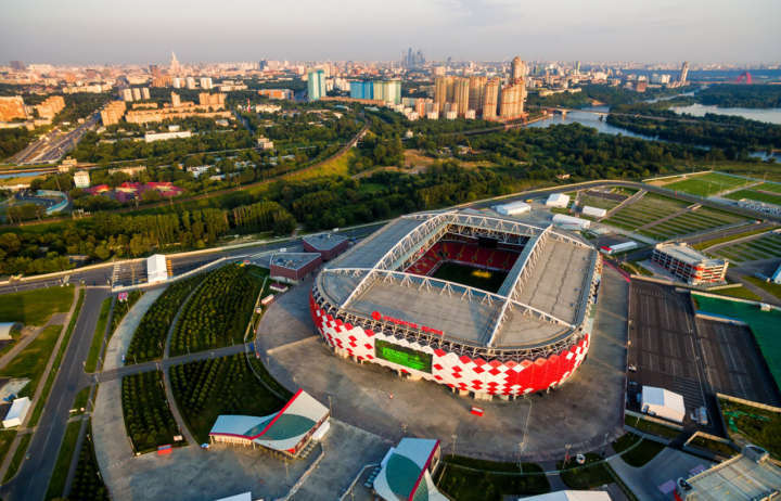 Vista aérea do estádio do Spartak (Otkritie Arena), em Moscou; um dos palcos da Copa do Mundo