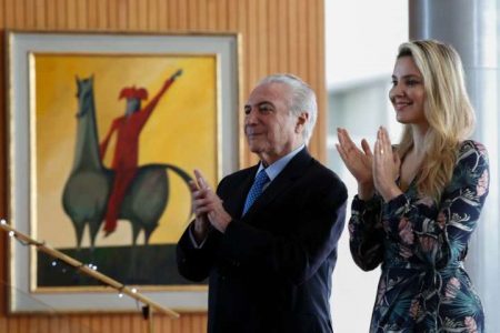 O presidente Michel Temer e a primeira-dama, Marcela, durante evento em Brasília