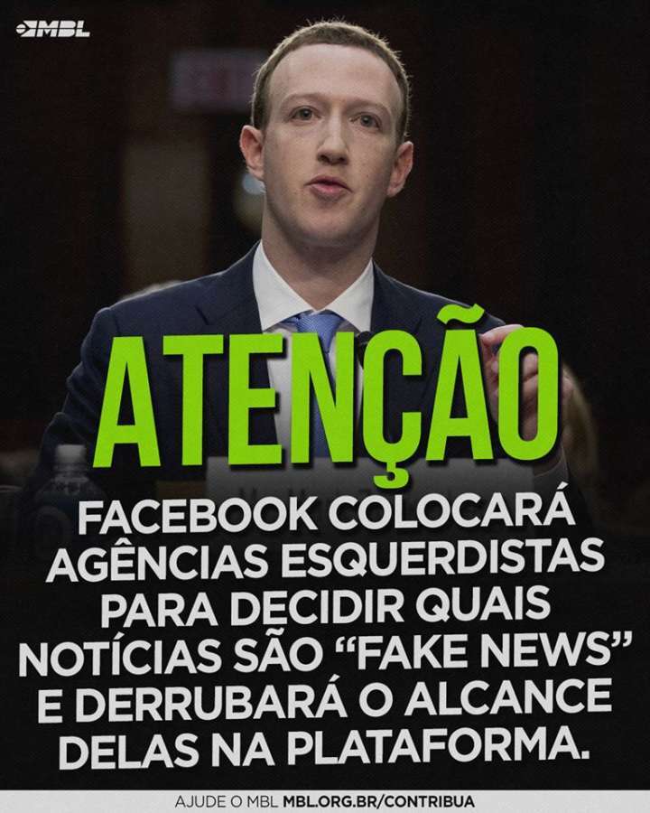 Montagem compartilhada pelo MBL após anúncio do Facebook