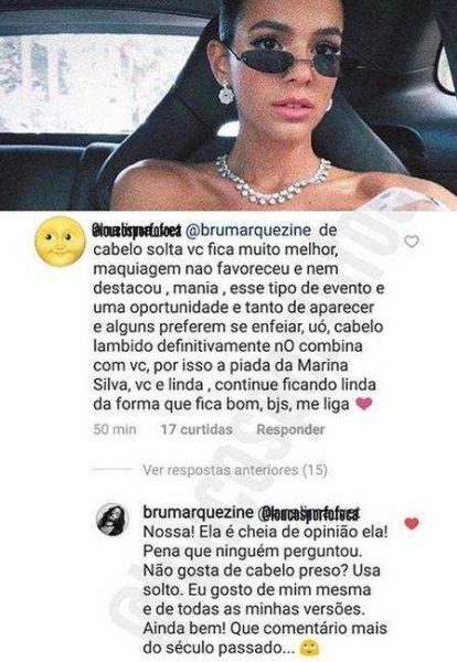 Bruna Marquezine rebate críticas nas redes sociais