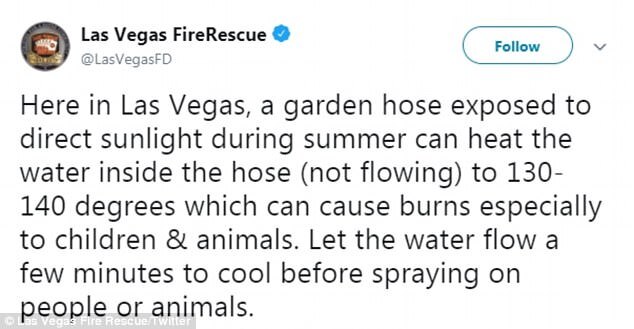 Mensagem do Corpo de Bombeiros de Las Vegas no Twitter