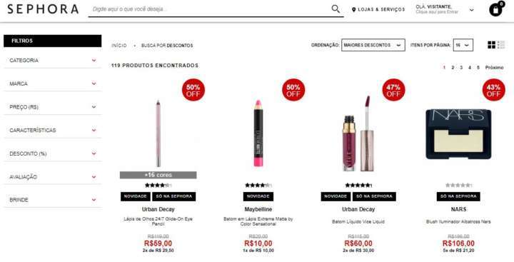 Sephora tem produtos com até 50% de desconto