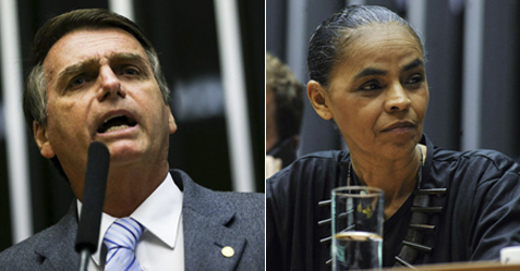 Bolsonaro e Marina lideram segundo Datafolha