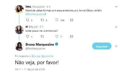 Print de posts de Bruna Marquezine no Twitter