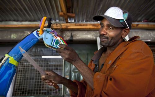 Escultura em produção na Ocean Sole