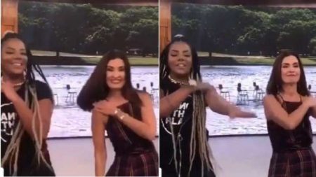 Ludmilla ensinou a coreografia de “Din Din Din” para Fátima Bernardes