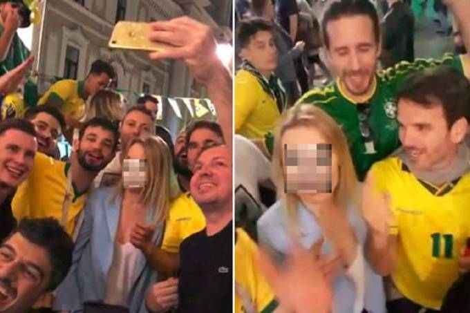 No primeiro vídeo de assédio, brasileiros gritam “buceta rosa” para russa