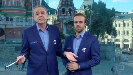 Luis Roberto e Roger Flores na transmissão do Jogo Peru X França