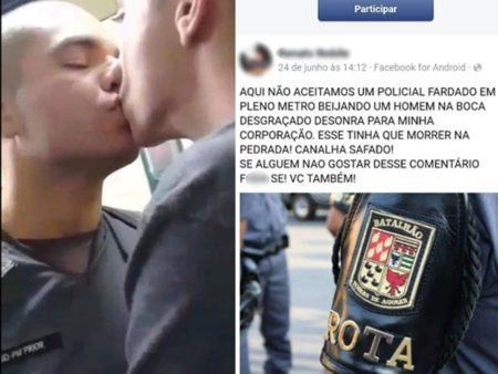 PM da Rota ameaça soldado que beijou homem no metrô de SP