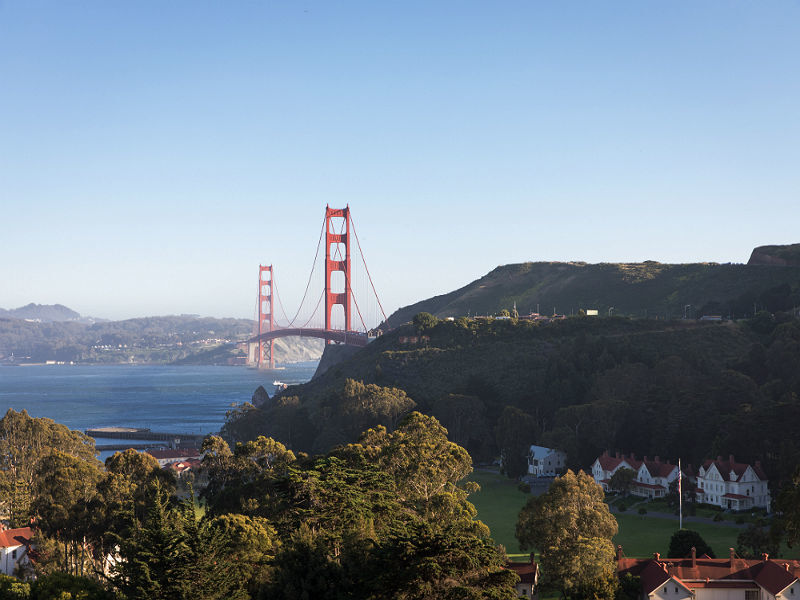 A famosa Golden Gate, um dos cartões-postais mais famosos da Califórnia
