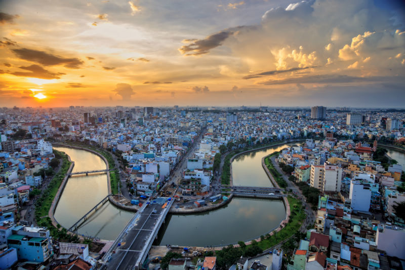 Vista a cidade de Ho Chi Minh