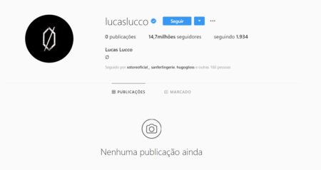 Lucas Lucca “limpou” sua conta no Instagram