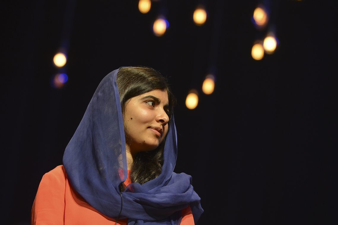 A ativista paquistanesa Malala Yousafzai, em visita à capital paulista, no Auditório Ibirapuera