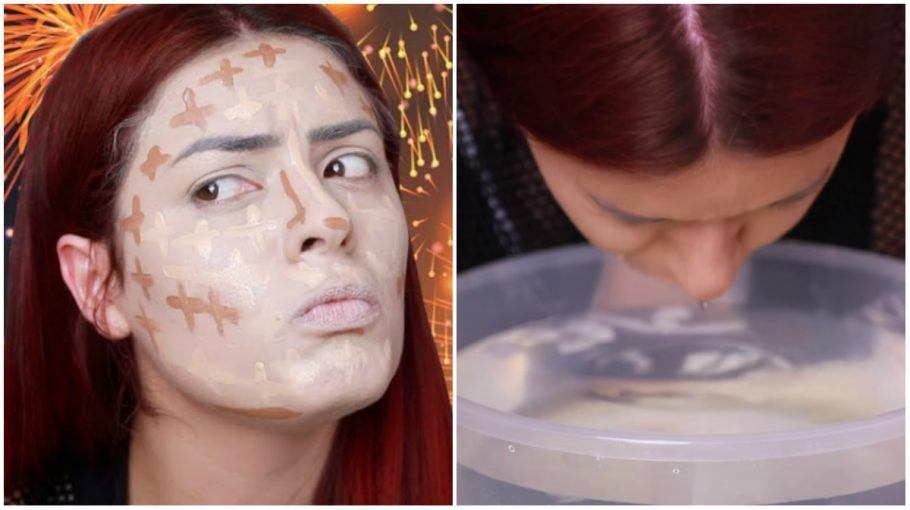 Kim Rosacuca faz o teste da maquiagem na água gelada