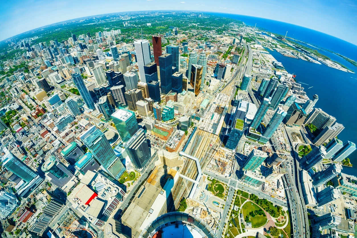 Vista do distrito financeiro de Toronto a partir das CN Tower