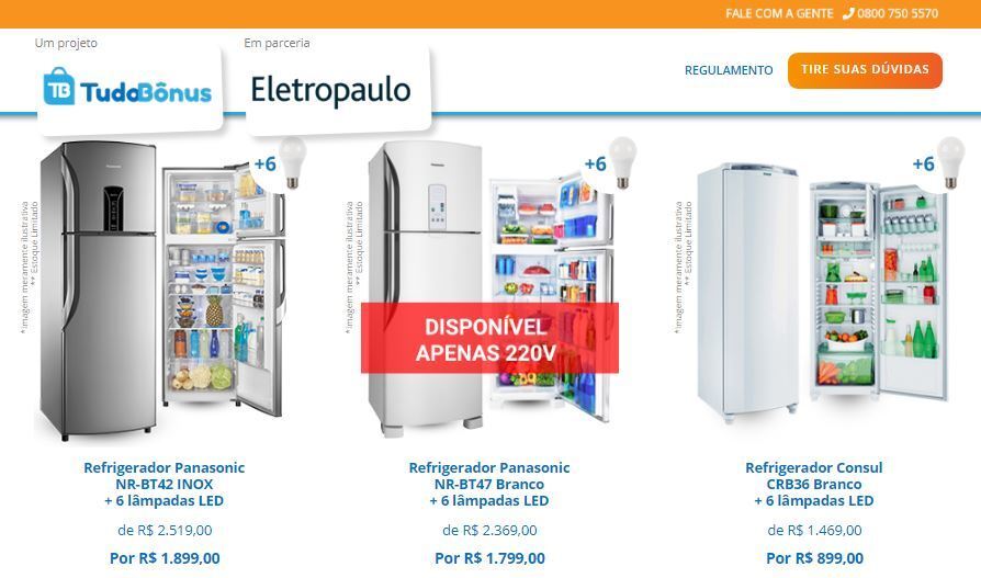 TudoBônus e Eletropaulo promovem troca de geladeiras antigas para consumidores de São Paulo e região do ABCD