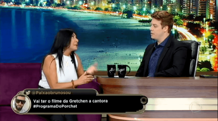 Gretchen participa do “Programa do Porchat” e revela violência doméstica
