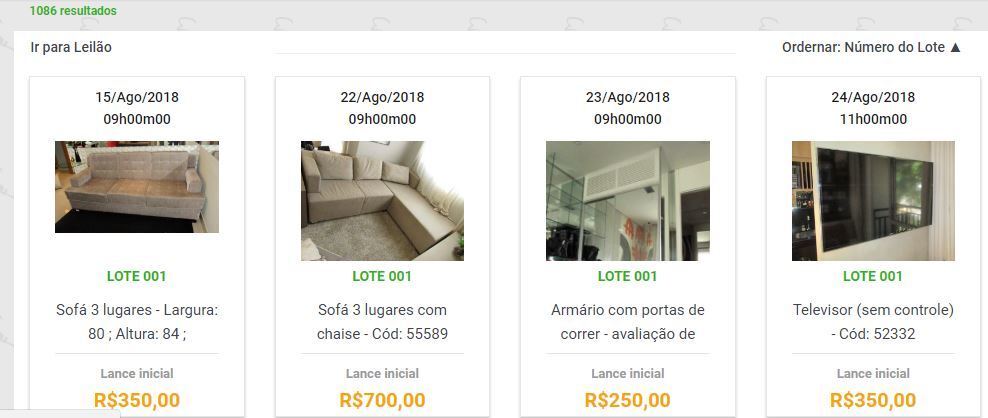 Leilão online vende móveis e objetos de apartamentos decorados com desconto