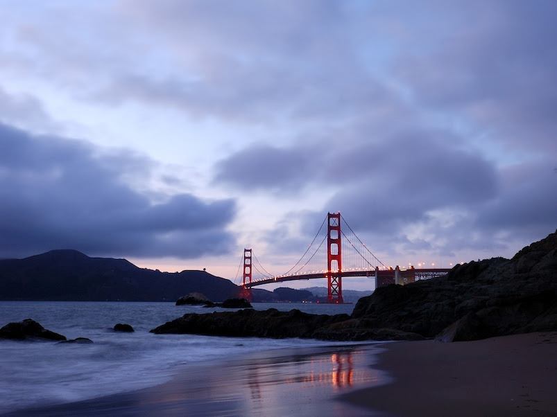 A Baker Beach oferece uma vista espetacular da Golden Gate