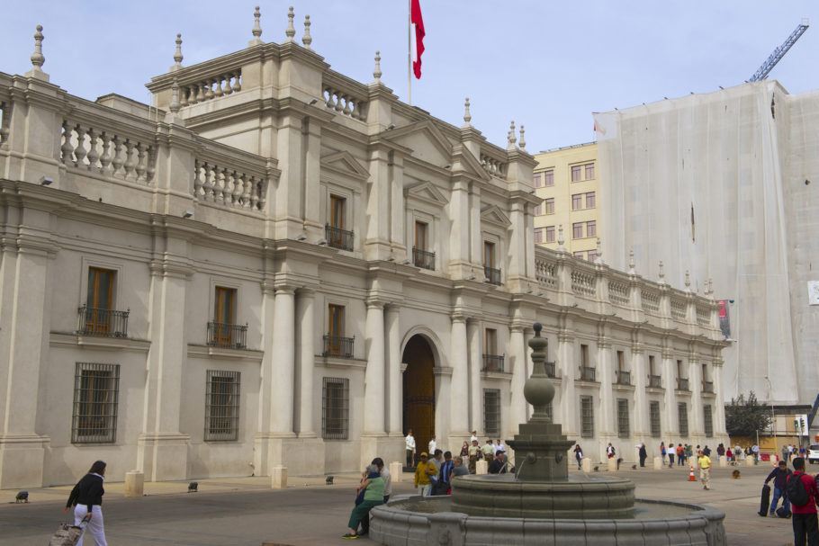 O Palácio de La Moneda, sede do governo chileno, em Santiago