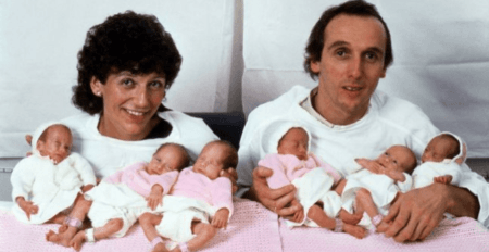 Em 1983, Janet e Graham Walton tiveram os primeiros sêxtuplos formados unicamente por meninas no mundo