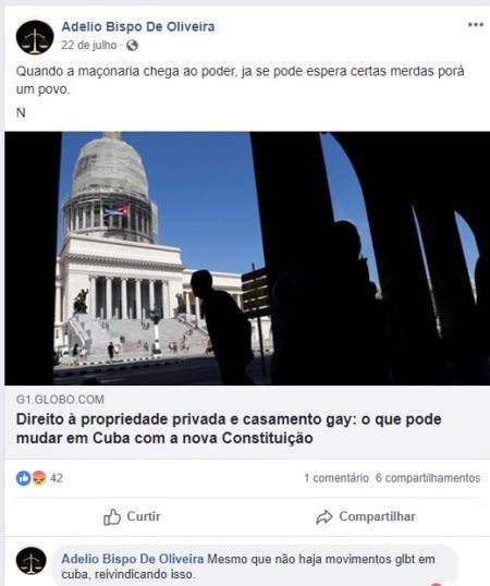 Além de críticas à maçonaria, Adélio Bispo Oliveira, que atacou Jair Bolsonaro, costumava postar conteúdo homofóbico em seu perfil nas redes sociais