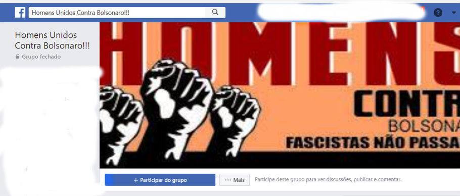 Reprodução do grupo no Facebook “Homens Unidos Contra Bolsonaro”