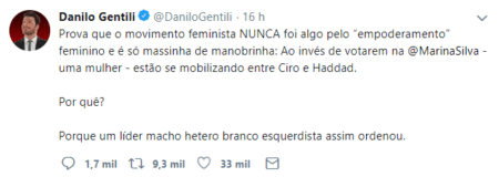Danilo Gentili dá “aula” sobre feminismo e vira chacota nas redes sociais