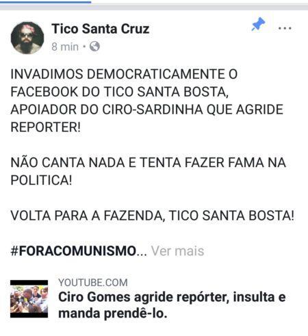 Hackers invadiram perfil de Tico Santa Cruz no Facebook