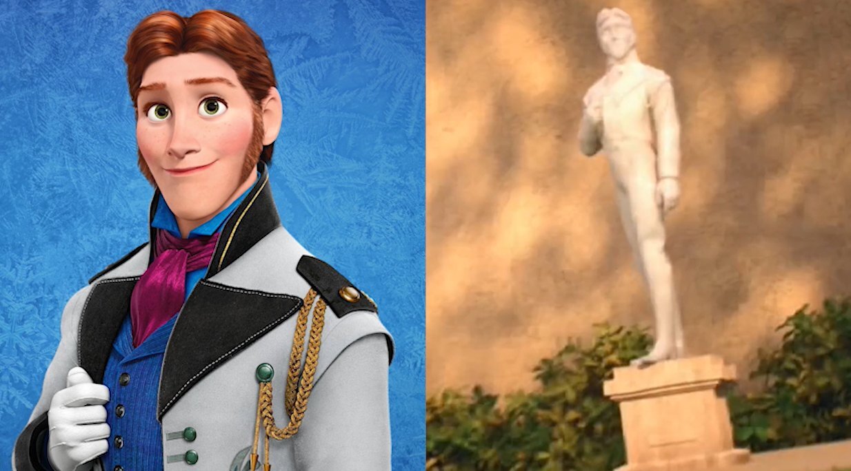 A estátua de Hans aparece por poucos segundos em “Operação Big Hero”