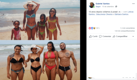 Homem trans compartilha antes e depois com a família na praia e viraliza nas redes sociais
