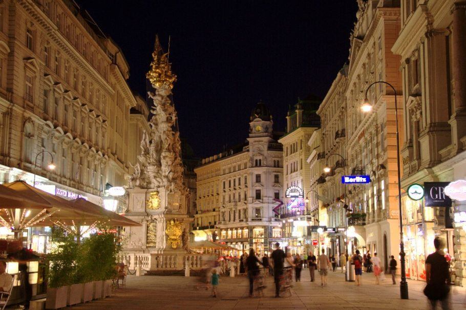 Vista da rua Graben, no centro histórico de Viena