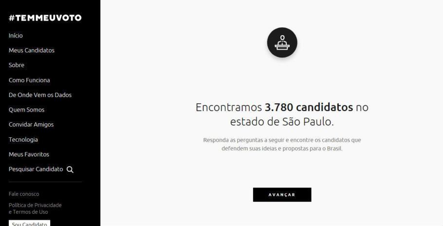 A plataforma #temmeuvoto ajuda eleitor a encontrar o candidato ideal