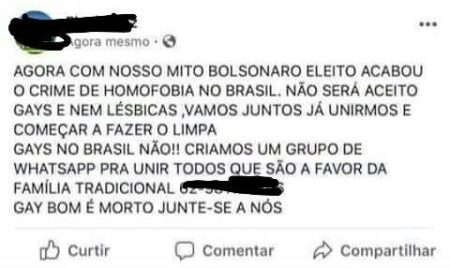 Eleitora de Bolsonaro em Goiás propôs a criação de um grupo de extermínio para gays
