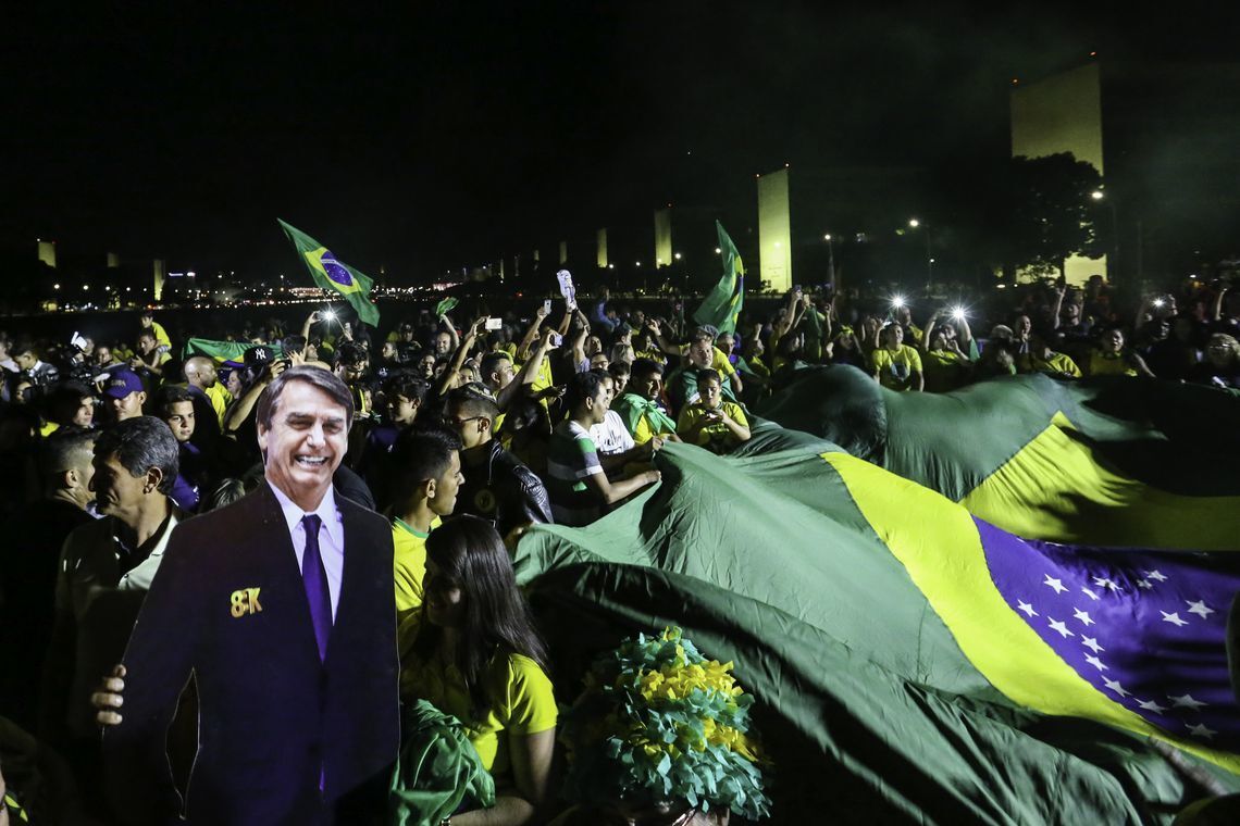 Em Brasília, os eleitores de Bolsonaro comemoraram na Esplanada dos Ministérios
