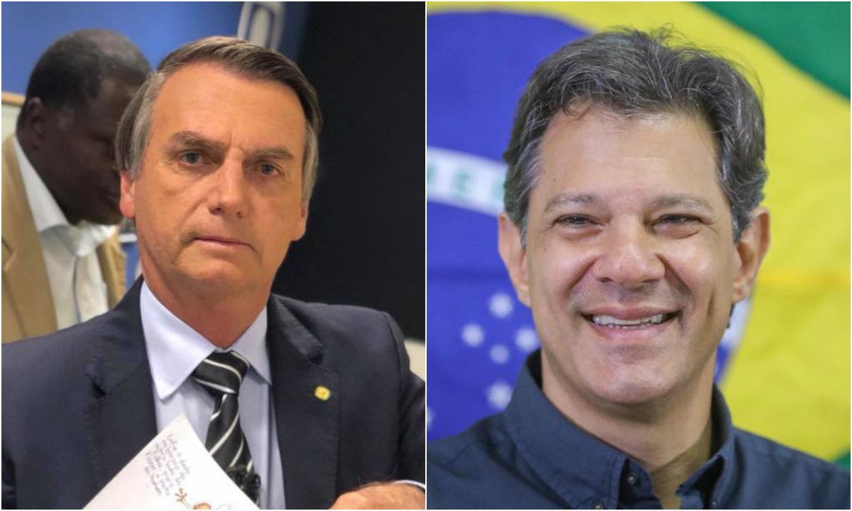 Jair Bolsonaro (PSL) e Fernando Haddad (PT) disputam o segundo turno das eleições à Presidência