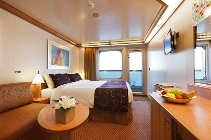 Cabine Premium externa com varanda do navio Costa Fascinosa
