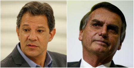 Os presidenciáveis Fernando Haddad e Jair Bolsonaro