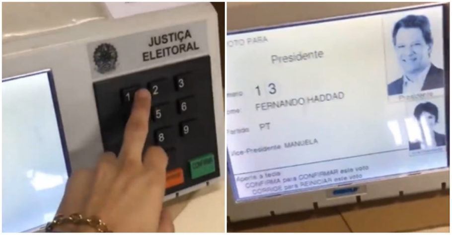 Vídeo que circula a internet e mostra urna induzindo voto em haddad é falso, diz TSE