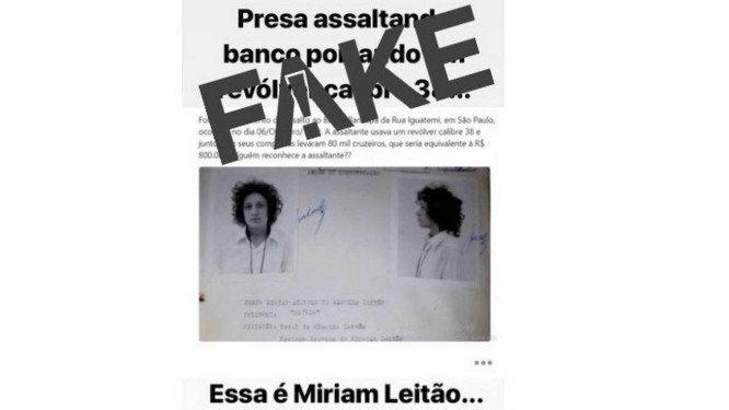 Fake news sobre Miriam Leitão circula pela redes sociais