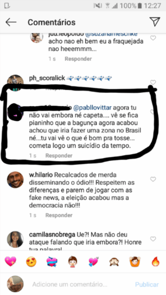 Internauta “aconselha” Pabllo Vittar a cometer suicídio após vitória de Jair Bolsonaro