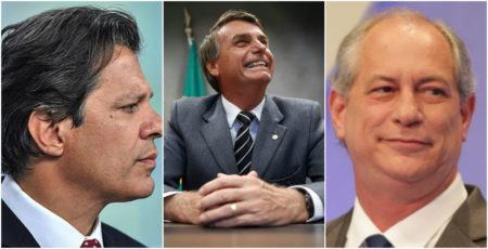 Fernando Haddad, Jair Bolsonaro e Ciro Gomes