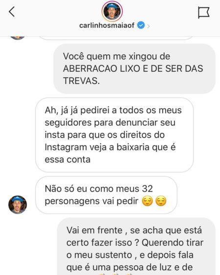 Carlinhos Maia teria ameaçado derrubar o perfil de RomaGaga no Instagram