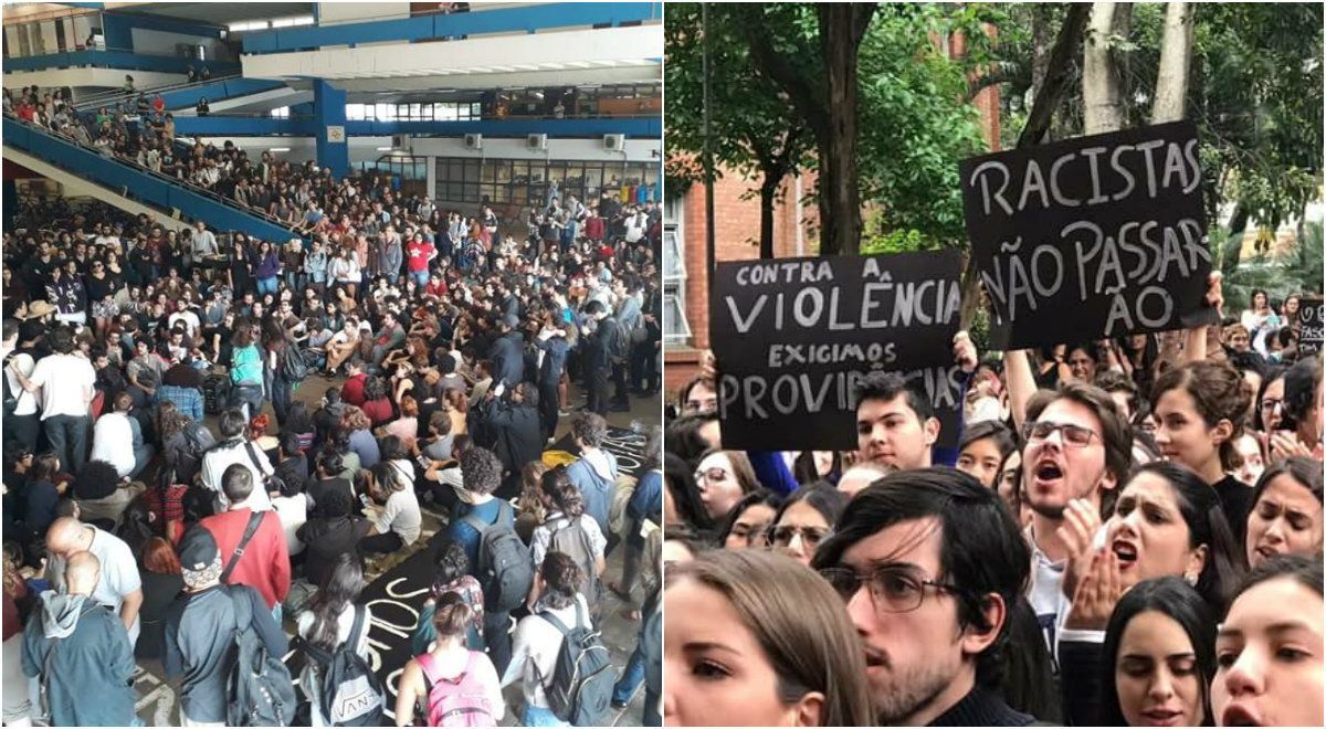 Em São Paulo, alunos da USP e do Mackenzie se manifestaram nas faculdades