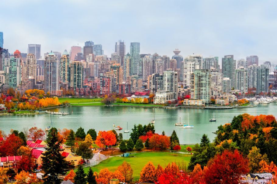 Vista panorâmica de Vancouver no outono