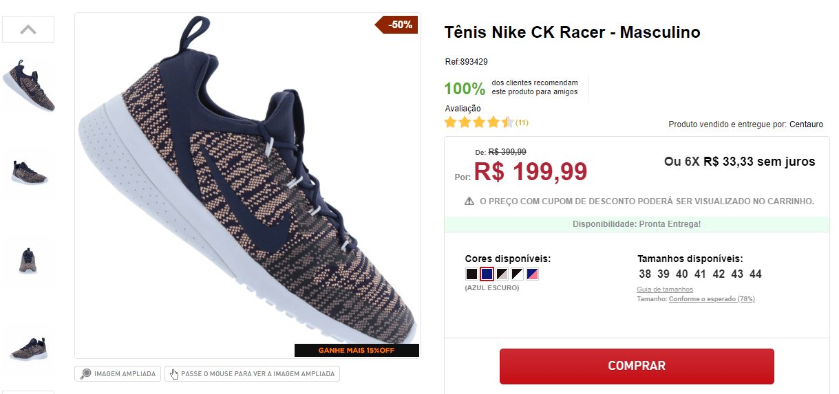 O modelo Nike CK Racer está 50% mais barato do que o normal