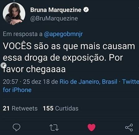 Bruna Marquezine postou uma resposta aos fãs que pediram para ela reatar com Neymar